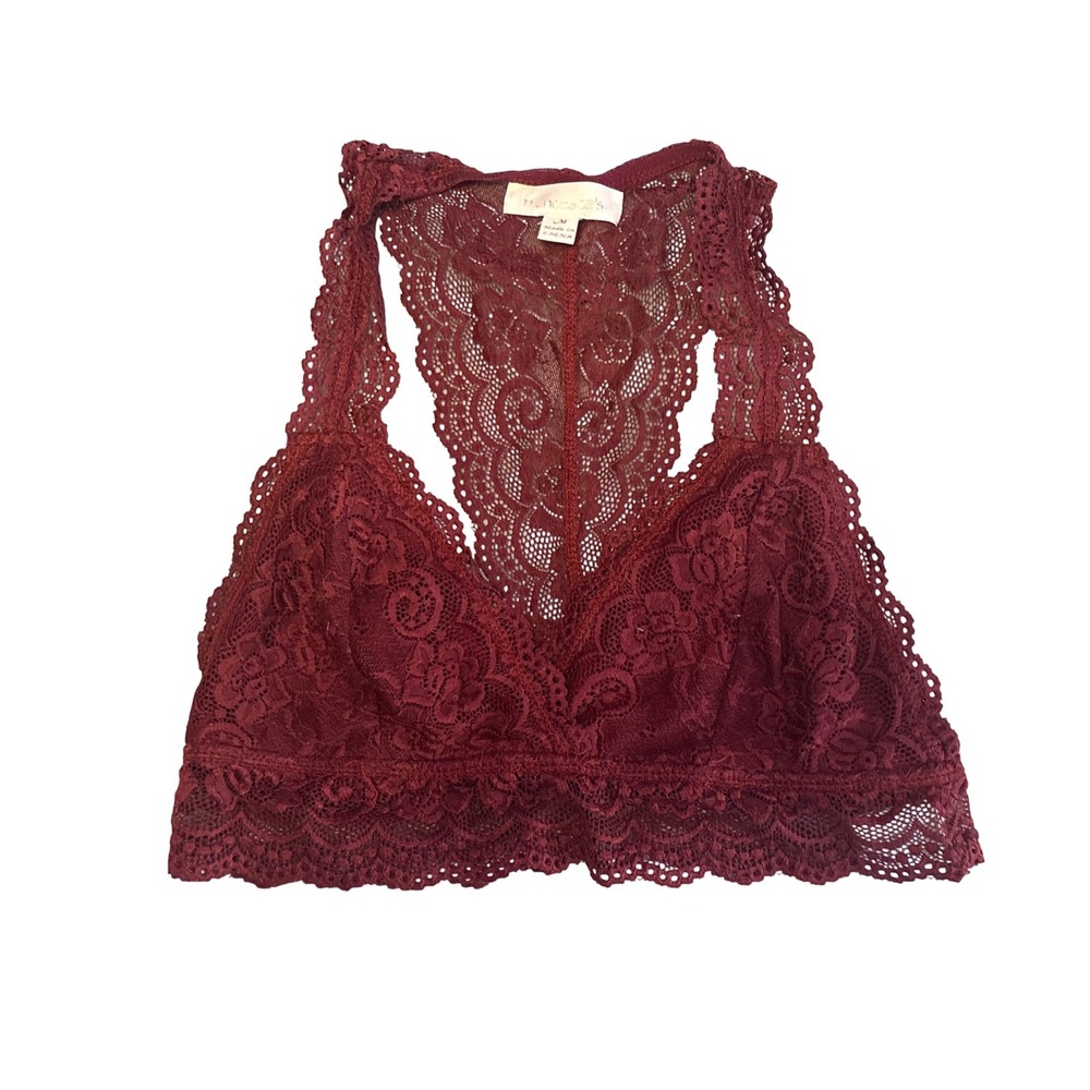 Francesca's Wine Red Lace Racerback Bralette Size M